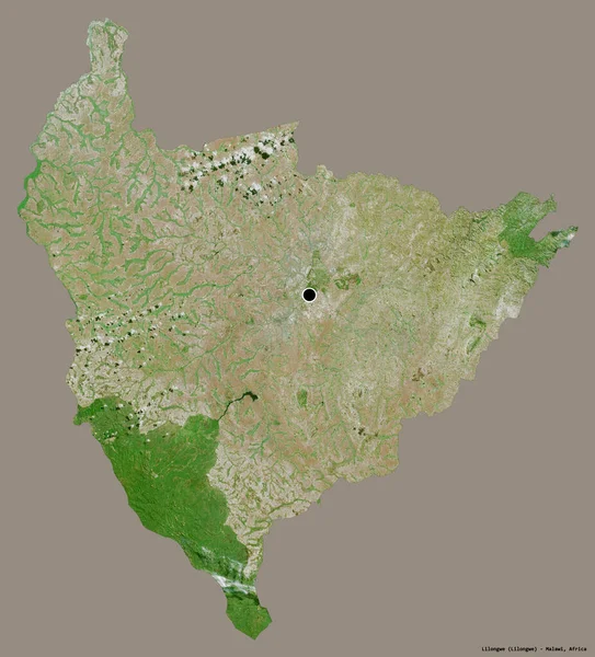 Форма Лілонгве Район Малаві Столицею Ізольованою Суцільному Кольоровому Тлі Супутникові — стокове фото