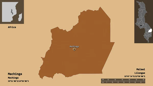 Форма Мачинга Район Малави Столица Шкала Расстояний Предварительные Просмотры Метки — стоковое фото