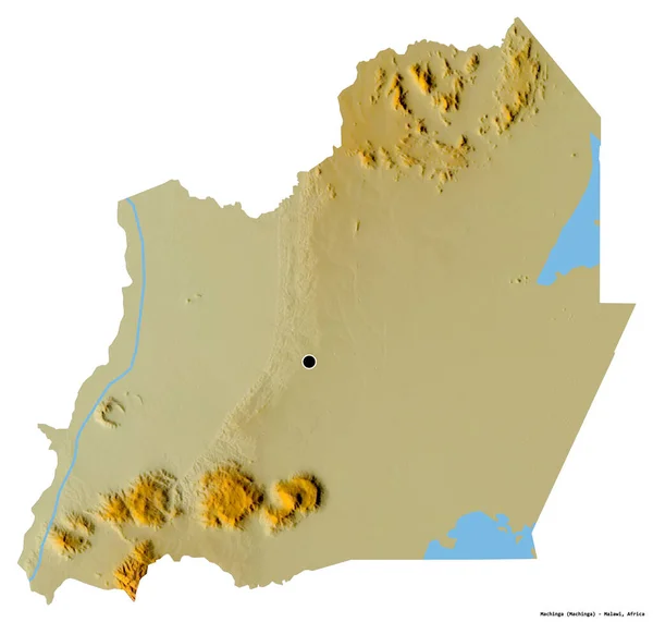 マチンガの形 マラウィの地区 その首都は白い背景に隔離されています 地形図 3Dレンダリング — ストック写真