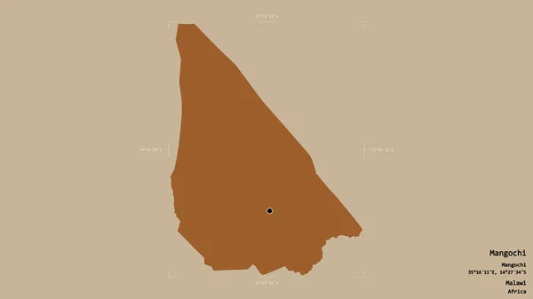 Район Мангочи Район Малави Изолирован Твёрдом Фоне Геометрической Коробке Метки — стоковое фото