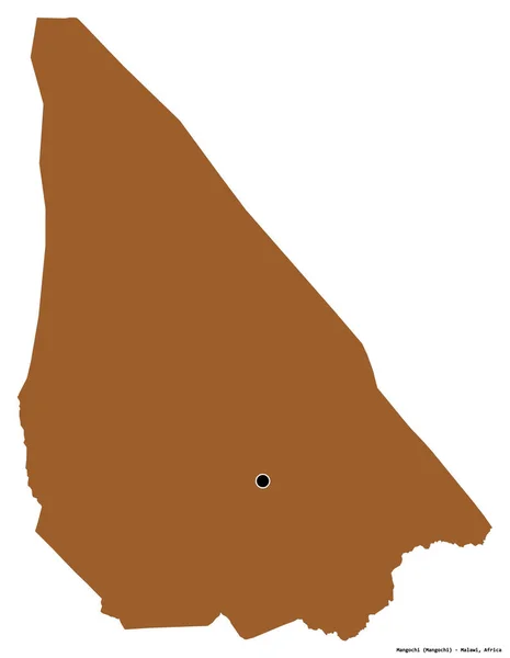 马拉维地区Mangochi的形状 其首都被白色背景隔离 图形纹理的组成 3D渲染 — 图库照片