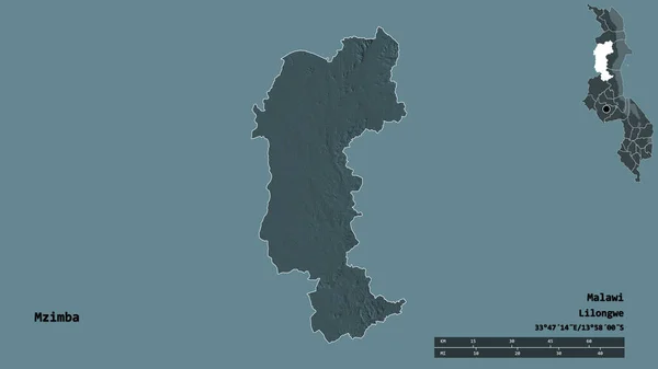 Forma Mzimba Distrito Malawi Con Capital Aislada Sobre Fondo Sólido —  Fotos de Stock