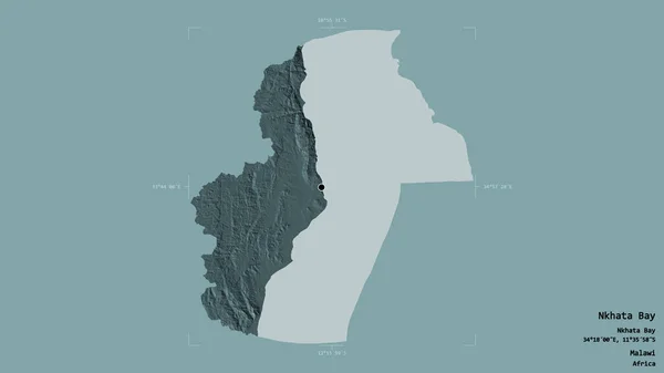 马拉维地区Nkhata湾的一个地区 在一个地理参照框的坚实背景上被隔离 彩色高程图 3D渲染 — 图库照片
