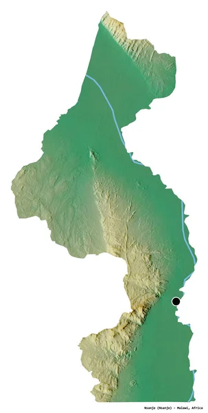 Tvar Nsanje Okres Malawi Hlavním Městem Izolovaným Bílém Pozadí Topografická — Stock fotografie