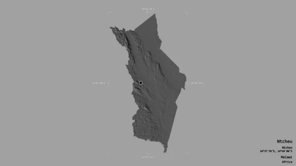Area Ntcheu District Malawi Isolated Solid Background Georeferenced Bounding Box — Stock Photo, Image