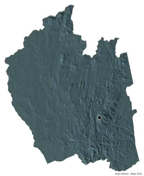 マラウィ地方のNtchisiの形で 首都は白い背景に孤立しています 色の標高マップ 3Dレンダリング — ストック写真