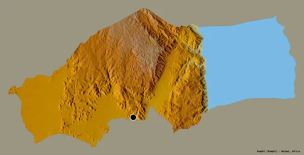 马拉维鲁普希地区的形状 其首都以纯色背景隔离 地形浮雕图 3D渲染 — 图库照片