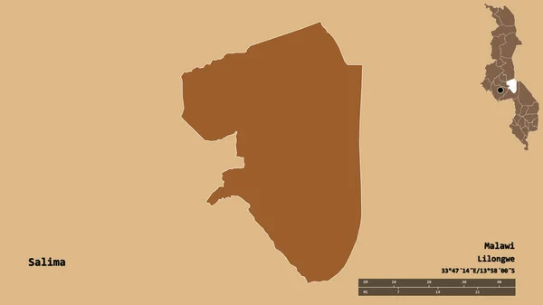 Форма Салима Район Малави Столицей Изолированы Прочном Фоне Дистанционный Масштаб — стоковое фото