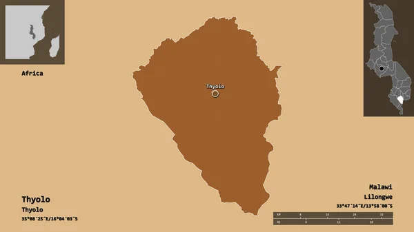 Форма Тіоло Район Малаві Його Столиця Масштаб Відстаней Превью Етикетки — стокове фото