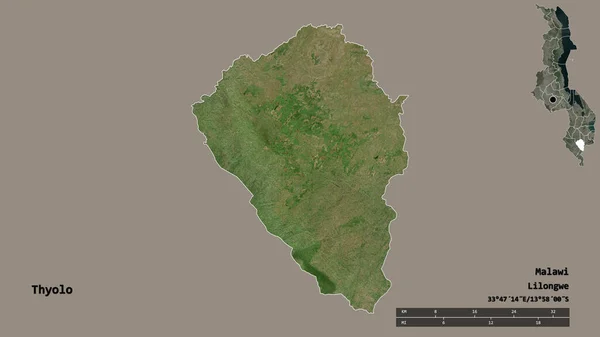タヨロの形 マラウィの地区 その首都はしっかりとした背景に隔離されています 距離スケール リージョンプレビュー およびラベル 衛星画像 3Dレンダリング — ストック写真