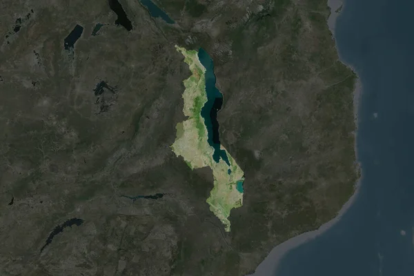 Форма Малаві Розділена Спустошенням Сусідніх Районів Супутникові Знімки Візуалізація — стокове фото