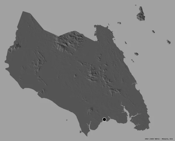Forme Johor État Malaisie Avec Capitale Isolée Sur Fond Couleur — Photo