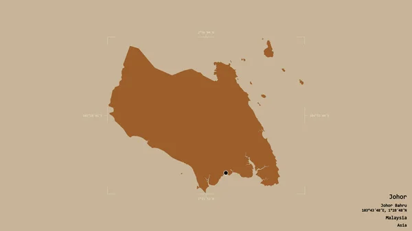 Район Джохор Штат Малайзия Изолирован Твердом Фоне Геометрической Коробке Метки — стоковое фото