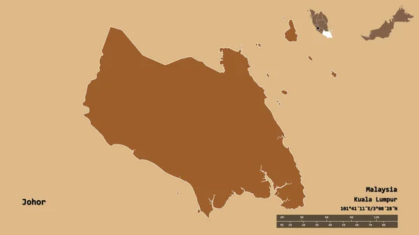 Forma Johor Estado Malasia Con Capital Aislada Sobre Fondo Sólido — Foto de Stock