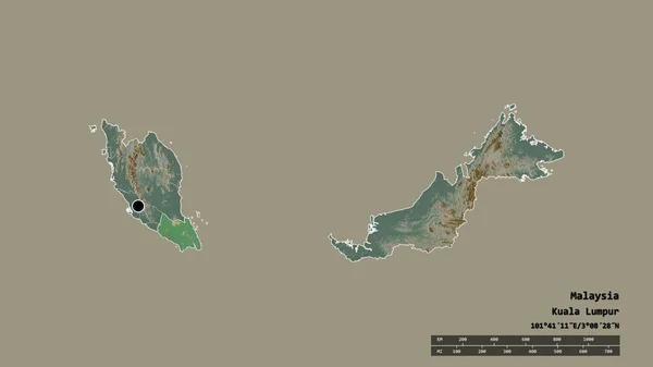 Forma Desolata Della Malesia Con Sua Capitale Principale Divisione Regionale — Foto Stock