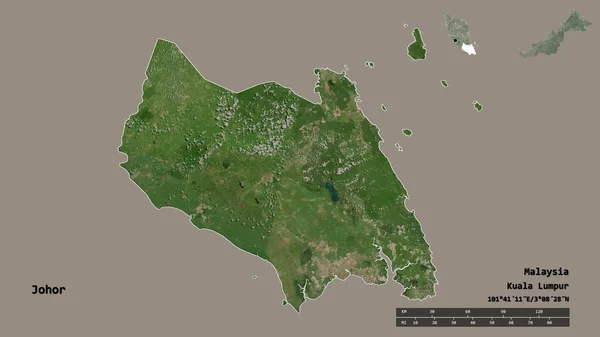 Form Johor Delstaten Malaysia Med Dess Huvudstad Isolerad Solid Bakgrund — Stockfoto