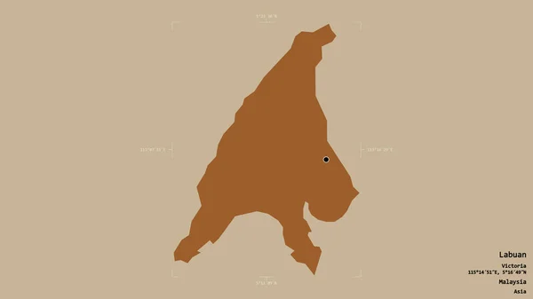 马来西亚联邦领土拉元地区 在一个地理参考方块中的坚实背景上被隔离 图形纹理的组成 3D渲染 — 图库照片