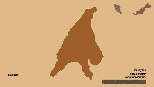 Form Labuan Federalt Territorium Malaysia Med Dess Huvudstad Isolerad Solid — Stockfoto