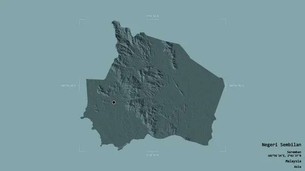 Oblast Negeri Sembilan Stát Malajsie Izolovaná Pevném Pozadí Georeferencované Hraniční — Stock fotografie