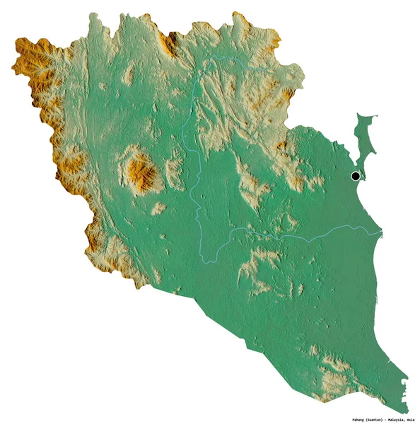 Kształt Pahang Stan Malezja Jego Kapitału Izolowane Białym Tle Mapa — Zdjęcie stockowe