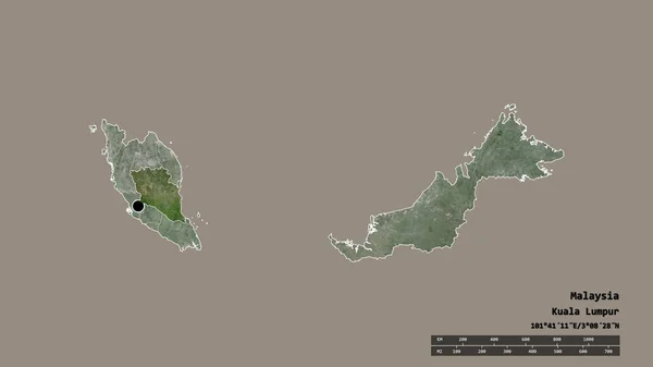 Forma Desnaturalizada Malasia Con Capital División Regional Principal Zona Separada — Foto de Stock