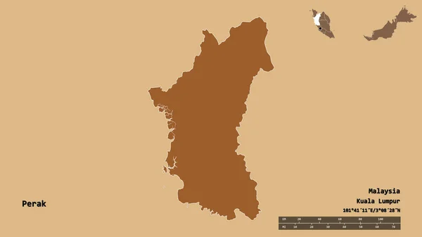 Forma Perak Estado Malásia Com Sua Capital Isolada Fundo Sólido — Fotografia de Stock
