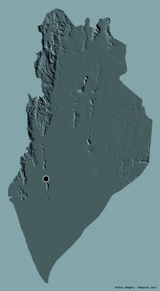 Forma Perlis Estado Malásia Com Sua Capital Isolada Fundo Cor — Fotografia de Stock