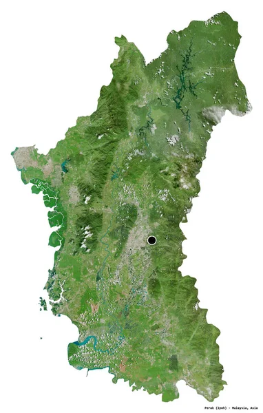 マレーシアのプラーク州の形で 首都は白い背景に孤立しています 衛星画像 3Dレンダリング — ストック写真