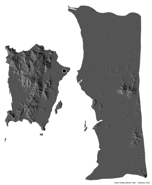 Forma Pulau Pinang Estado Malasia Con Capital Aislada Sobre Fondo —  Fotos de Stock