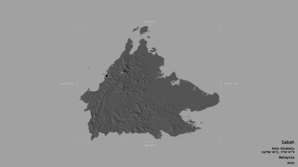Περιοχή Sabah Πολιτεία Της Μαλαισίας Απομονωμένη Στέρεο Υπόβαθρο Ένα Γεωγραφικό — Φωτογραφία Αρχείου