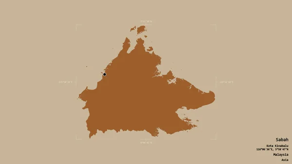 Gebiet Von Sabah Bundesstaat Malaysia Isoliert Auf Einem Soliden Hintergrund — Stockfoto