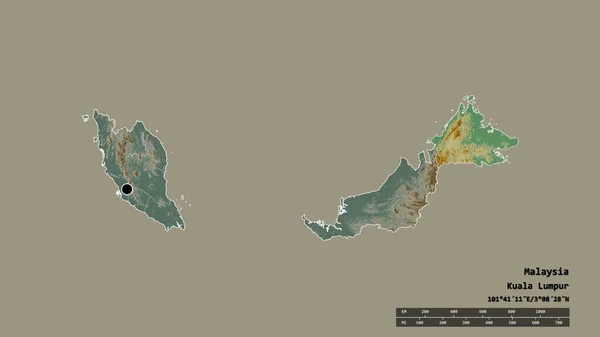 Forma Desnaturalizada Malasia Con Capital División Regional Principal Área Separada — Foto de Stock
