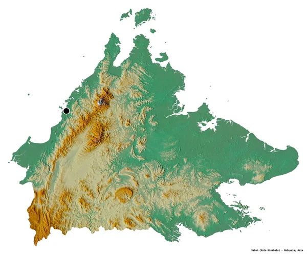Σχήμα Sabah Πολιτεία Της Μαλαισίας Κεφάλαιό Της Απομονωμένο Λευκό Φόντο — Φωτογραφία Αρχείου