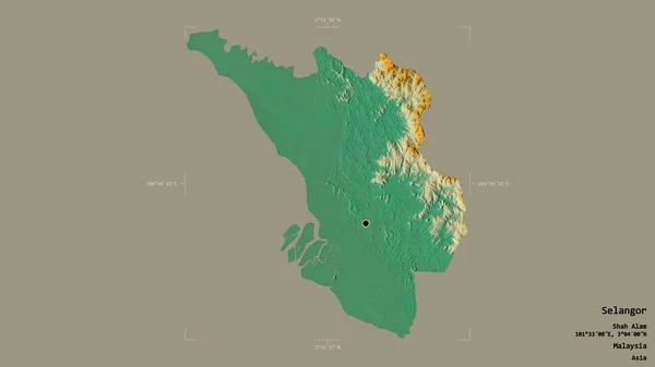 Oblast Selangor Stát Malajsie Izolovaná Pevném Pozadí Georeferencované Hraniční Oblasti — Stock fotografie
