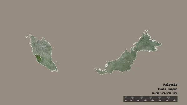 Forma Desnaturalizada Malasia Con Capital División Regional Principal Zona Separada — Foto de Stock