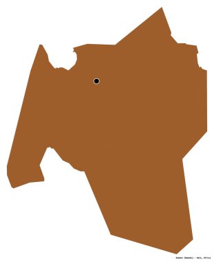 Başkenti beyaz arka planda izole edilmiş olan Mali 'nin Bamako ilçesi. Desenli dokuların bileşimi. 3B görüntüleme