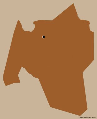 Mali 'nin Bamako ilçesi, başkenti katı renk arkaplanı ile izole edilmiştir. Desenli dokuların bileşimi. 3B görüntüleme