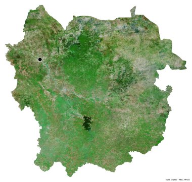 Kayes 'in şekli, Mali bölgesi, başkenti beyaz arka planda izole edilmiş. Uydu görüntüleri. 3B görüntüleme