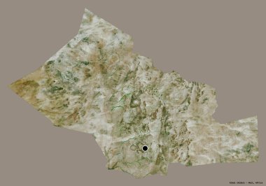 Mali 'nin Kidal bölgesi, başkenti katı renk arkaplanı ile izole edilmiştir. Uydu görüntüleri. 3B görüntüleme
