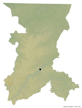 Beyaz arka planda başkenti izole edilmiş, Mali bölgesi olan Koulikoro 'nun şekli. Topografik yardım haritası. 3B görüntüleme