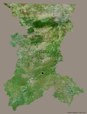 Mali Bölgesi 'nin başkenti Koulikoro' nun katı renk arkaplanı ile izole edilmiş hali. Uydu görüntüleri. 3B görüntüleme