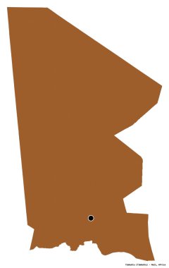 Beyaz arka planda başkenti izole edilmiş Timbuktu bölgesi, Mali bölgesi. Desenli dokuların bileşimi. 3B görüntüleme