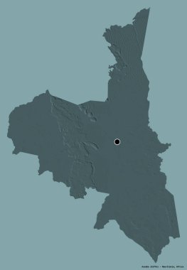 Moritanya 'nın Assaba bölgesi, başkenti katı renk arkaplanı ile izole edilmiştir. Renkli yükseklik haritası. 3B görüntüleme