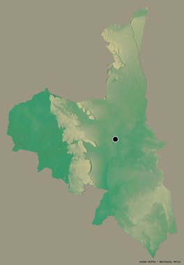Moritanya 'nın Assaba bölgesi, başkenti katı renk arkaplanı ile izole edilmiştir. Topografik yardım haritası. 3B görüntüleme