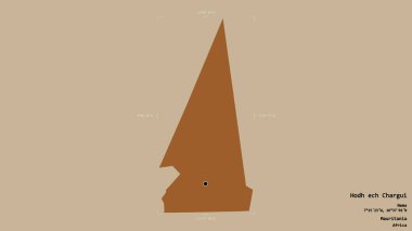 Hodh ech Chargui bölgesi, Moritanya bölgesi, jeoreferatlı bir sınır kutusunda sağlam bir arka planda izole edilmiş. Etiketler. Desenli dokuların bileşimi. 3B görüntüleme