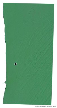 Moritanya 'nın Nouakchott ilçesi, başkenti beyaz arka planda izole edilmiş. Topografik yardım haritası. 3B görüntüleme