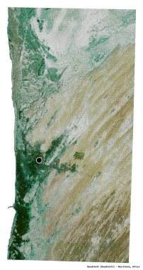 Moritanya 'nın Nouakchott ilçesi, başkenti beyaz arka planda izole edilmiş. Uydu görüntüleri. 3B görüntüleme