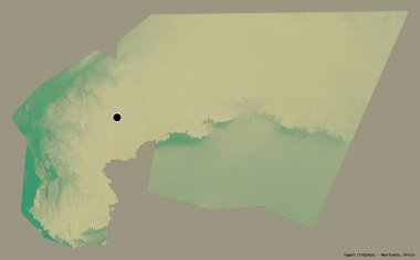 Moritanya 'nın başkenti katı renk arkaplanı ile izole edilmiş Tagant' ın şekli. Topografik yardım haritası. 3B görüntüleme