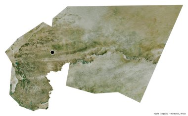 Moritanya 'nın başkenti beyaz arka planda izole edilmiş Etiket Şekli. Uydu görüntüleri. 3B görüntüleme