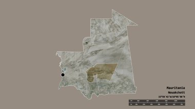 Başkenti, ana bölgesel bölümü ve ayrılmış Tagant bölgesiyle Moritanya 'nın dejenere edilmiş şekli. Etiketler. Uydu görüntüleri. 3B görüntüleme